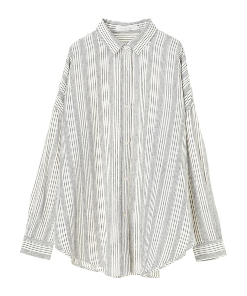 AMERICAN HOLIC（アメリカンホリック）の「リネンブレンドオーバーシャツ（シャツ/ブラウス・レディース・ベージュ/オフホワイト/サックスブルー/ネイビー/イエロー/ストライプ・MEDIUM/LARGE）」の21枚目の写真