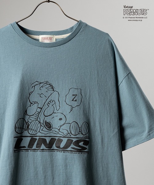 PEANUTS(ピーナッツ)の「【PEANUTS/ピーナッツ】SNOOPYスヌーピー/オーバーサイズクルーネックプリントTシャツ(Tシャツ/カットソー・メンズ・ホワイト/ブラウン/ライム/ブルー/マスタード/ホワイト系その他/ブラウン系その他/ブルー系その他/イエロー系その他/カラフル/ホワイト系その他2/ブルー系その他2・M/L)」の8枚目の写真