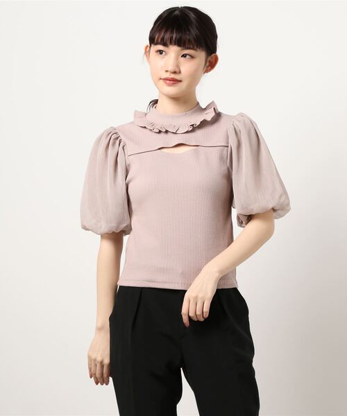 Honey Salon（ハニーサロン）の「【菜々プロデュース】シアーボリュームスリーブトップス（Tシャツ/カットソー・レディース・ブラック/オフホワイト/ピンク・FREE）」の6枚目の写真