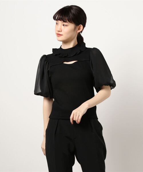 Honey Salon（ハニーサロン）の「【菜々プロデュース】シアーボリュームスリーブトップス（Tシャツ/カットソー・レディース・ブラック/オフホワイト/ピンク・FREE）」の7枚目の写真