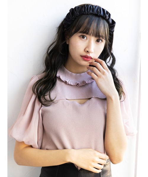 Honey Salon（ハニーサロン）の「【菜々プロデュース】シアーボリュームスリーブトップス（Tシャツ/カットソー・レディース・ブラック/オフホワイト/ピンク・FREE）」の9枚目の写真