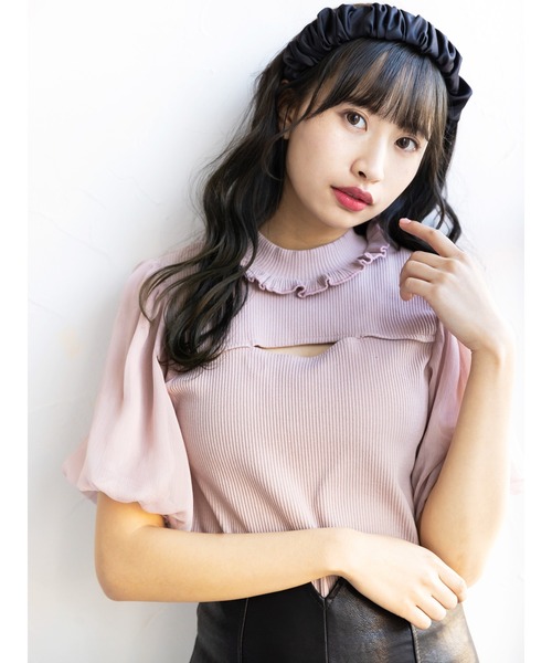 Honey Salon（ハニーサロン）の「【菜々プロデュース】シアーボリュームスリーブトップス（Tシャツ/カットソー・レディース・ブラック/オフホワイト/ピンク・FREE）」の11枚目の写真