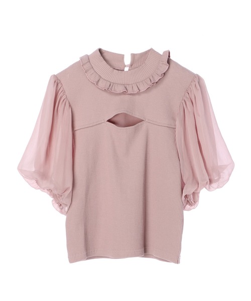 Honey Salon（ハニーサロン）の「【菜々プロデュース】シアーボリュームスリーブトップス（Tシャツ/カットソー・レディース・ブラック/オフホワイト/ピンク・FREE）」の12枚目の写真