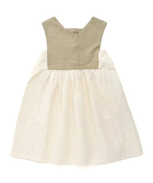 Otonato（オトナト）の「前後2WAY'バイカラーエプロンワンピース【親子でおそろいリンクコーデ】（ワンピース・キッズ・ベージュ/チャコール・90/100/110/120/130/140）」の7枚目の写真