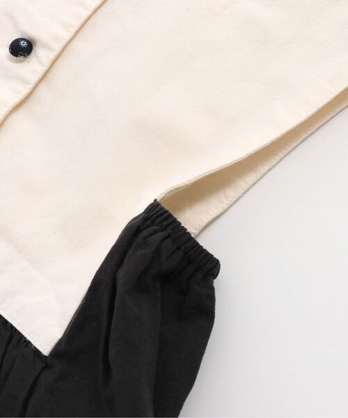 Otonato（オトナト）の「前後2WAY'バイカラーエプロンワンピース【親子でおそろいリンクコーデ】（ワンピース・キッズ・ベージュ/チャコール・90/100/110/120/130/140）」の3枚目の写真