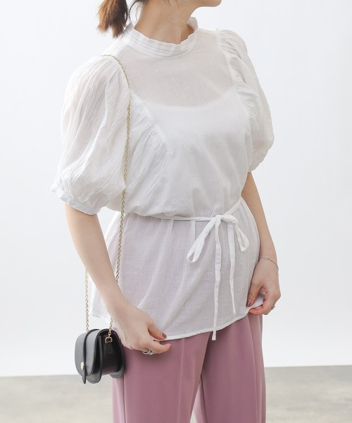 COLONY 2139（コロニートゥーワンスリーナイン）の「【WEB・一部店舗限定】コットンガーゼボリューム袖ブラウス（シャツ/ブラウス・レディース・ブラック/オフホワイト・FREE）」の6枚目の写真