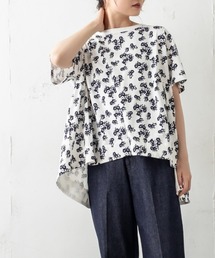 PUAL CE CIN | 抜染後ろギャザーショートスリーブプルオーバー(Tシャツ/カットソー)