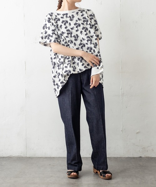 PUAL CE CIN（ピュアルセシン）の「抜染後ろギャザーショートスリーブプルオーバー（Tシャツ/カットソー・レディース・ホワイト/ベージュ/グレー/スミクロ・FREE）」の15枚目の写真