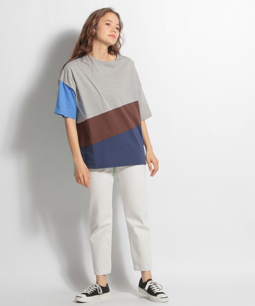 niko and...（ニコアンド）の「配色パズルＴシャツ（Tシャツ/カットソー・レディース・ライトグレー/ラベンダー・FREE）」の3枚目の写真