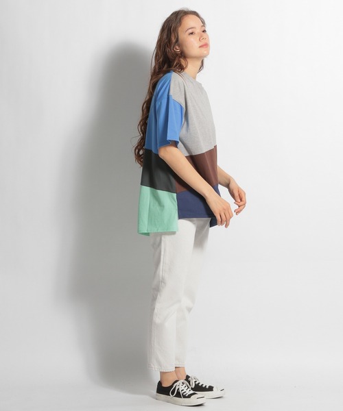 niko and...（ニコアンド）の「配色パズルＴシャツ（Tシャツ/カットソー・レディース・ライトグレー/ラベンダー・FREE）」の5枚目の写真