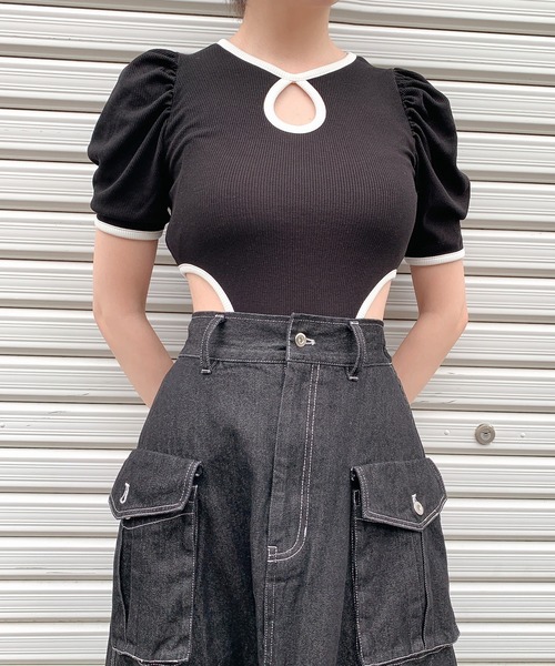 lilLilly（リルリリー）の「レオタードリブトップス（Tシャツ