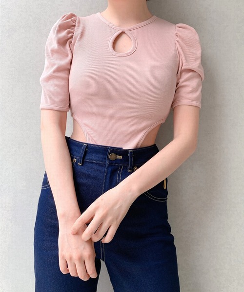 lilLilly（リルリリー）の「レオタードリブトップス（Tシャツ