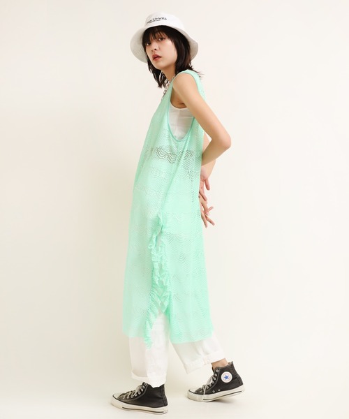 RNA（アールエヌエー）の「M1650 レースロングワンピ（ワンピース・レディース・ブラック/ホワイト/ミント・MEDIUM）」の4枚目の写真