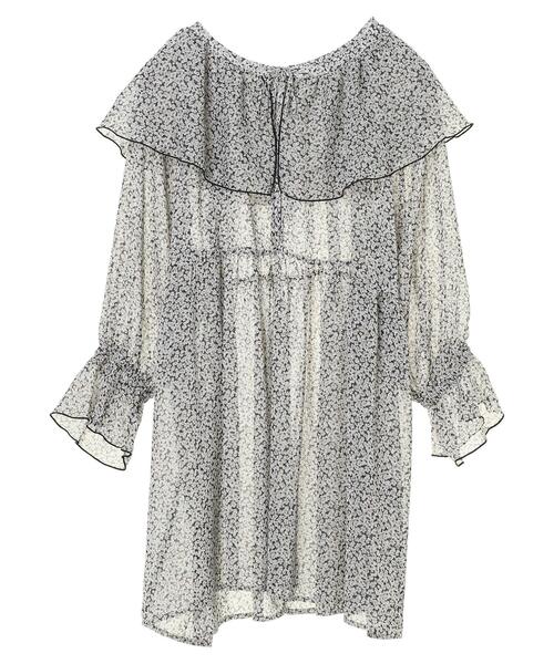 earth music&ecology（アースミュージックアンドエコロジー）の「前後2wayフリルカラーレースアップチュニック ＊（シャツ/ブラウス・レディース・サックスブルー系1/その他14/ブラック系その他/アイボリー・FREE）」の13枚目の写真