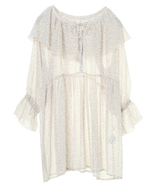 earth music&ecology（アースミュージックアンドエコロジー）の「前後2wayフリルカラーレースアップチュニック ＊（シャツ/ブラウス・レディース・サックスブルー系1/その他14/ブラック系その他/アイボリー・FREE）」の12枚目の写真