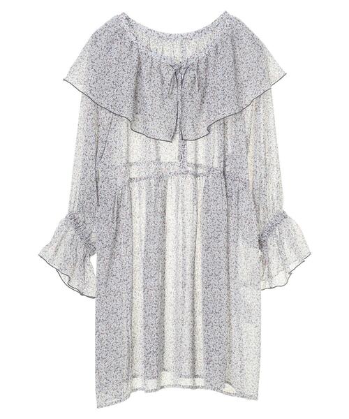 earth music&ecology（アースミュージックアンドエコロジー）の「前後2wayフリルカラーレースアップチュニック ＊（シャツ/ブラウス・レディース・サックスブルー系1/その他14/ブラック系その他/アイボリー・FREE）」の11枚目の写真