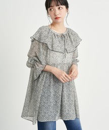earth music&ecology | 前後2wayフリルカラーレースアップチュニック ＊(シャツ/ブラウス)
