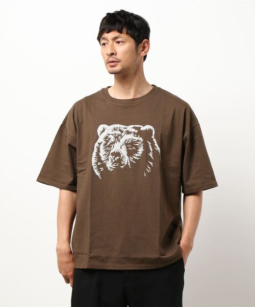 CORISCO（コリスコ）の「CORISCOアニマルプリントBIGTEE(M1)（Tシャツ/カットソー・メンズ・ホワイト/ブラック/ベージュ/ブラウン/ブルー系その他/レンガ・MEDIUM/LARGE/X-LARGE）」の3枚目の写真