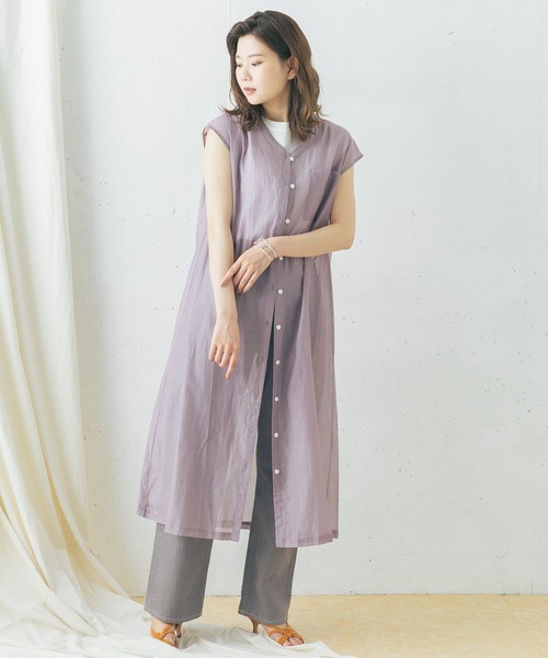 URBAN RESEARCH ROSSO WOMEN(アーバンリサーチ ロッソ)の「コットンシルクフレンチガウンワンピース(ワンピース・レディース・ベージュ/パープル・FREE)」の8枚目の写真