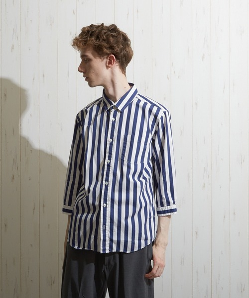 VIBGYOR（ヴィブジョー）の「【VIBGYOR BY AS】ナノファイン加工 レギュラーカラー 七分袖シャツ(GW)（シャツ/ブラウス・メンズ・ホワイト/ブラック/ネイビー/サックスブルー/ピンク/ブラック系その他/ブルー系その他・LARGE/MEDIUM/X-LARGE）」の8枚目の写真