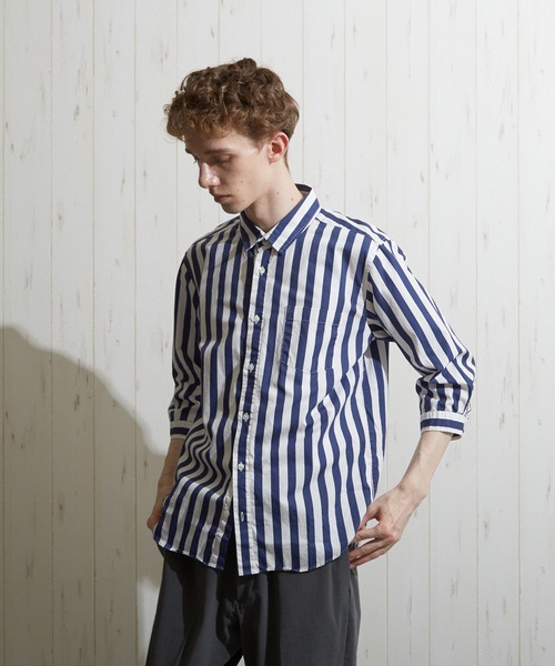 VIBGYOR（ヴィブジョー）の「【VIBGYOR BY AS】ナノファイン加工 レギュラーカラー 七分袖シャツ(GW)（シャツ/ブラウス・メンズ・ホワイト/ブラック/ネイビー/サックスブルー/ピンク/ブラック系その他/ブルー系その他・LARGE/MEDIUM/X-LARGE）」の9枚目の写真