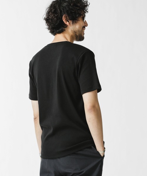 NANO universe（ナノユニバース）の「針抜きリブVネックTシャツ（Tシャツ/カットソー・メンズ・ブラック/カーキ/ホワイト/ネイビー・S/M/XL/L）」の5枚目の写真