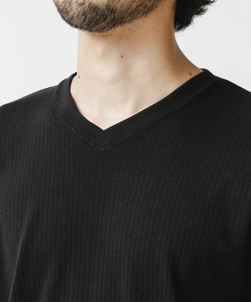NANO universe（ナノユニバース）の「針抜きリブVネックTシャツ（Tシャツ/カットソー・メンズ・ブラック/カーキ/ホワイト/ネイビー・S/M/XL/L）」の11枚目の写真