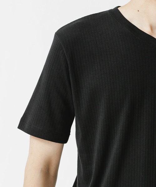 NANO universe（ナノユニバース）の「針抜きリブVネックTシャツ（Tシャツ/カットソー・メンズ・ブラック/カーキ/ホワイト/ネイビー・S/M/XL/L）」の6枚目の写真