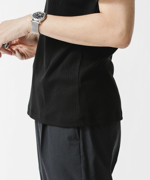 NANO universe（ナノユニバース）の「針抜きリブVネックTシャツ（Tシャツ/カットソー・メンズ・ブラック/カーキ/ホワイト/ネイビー・S/M/XL/L）」の12枚目の写真