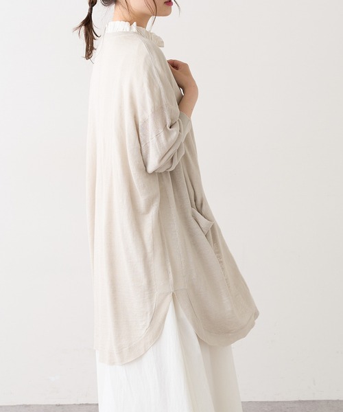 PUAL CE CIN(ピュアルセシン)の「麻天竺ロングカーディガン(カーディガン/ボレロ・レディース・ブラック/ベージュ/モカ/レッド系その他・FREE)」の10枚目の写真