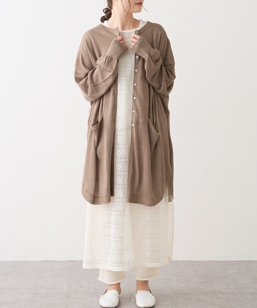 PUAL CE CIN(ピュアルセシン)の「麻天竺ロングカーディガン(カーディガン/ボレロ・レディース・ブラック/ベージュ/モカ/レッド系その他・FREE)」の17枚目の写真