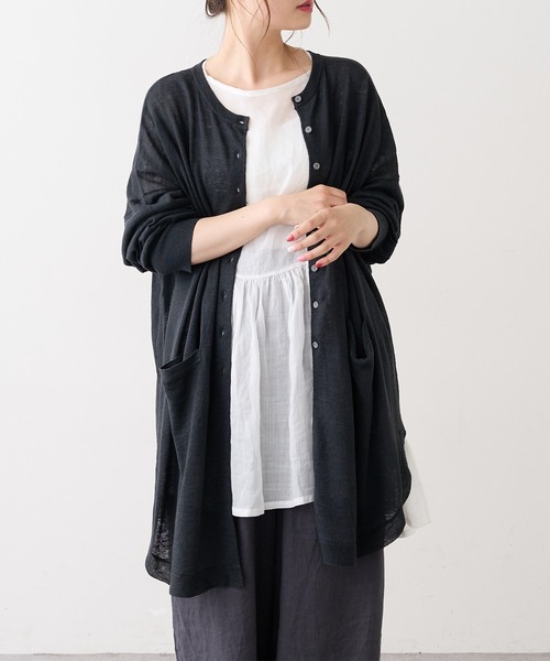 PUAL CE CIN(ピュアルセシン)の「麻天竺ロングカーディガン(カーディガン/ボレロ・レディース・ブラック/ベージュ/モカ/レッド系その他・FREE)」の18枚目の写真