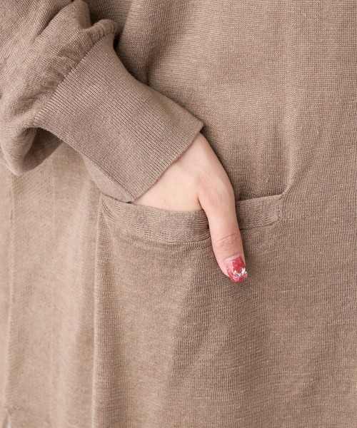 PUAL CE CIN(ピュアルセシン)の「麻天竺ロングカーディガン(カーディガン/ボレロ・レディース・ブラック/ベージュ/モカ/レッド系その他・FREE)」の20枚目の写真