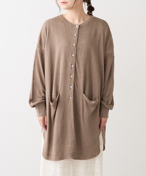 PUAL CE CIN(ピュアルセシン)の「麻天竺ロングカーディガン(カーディガン/ボレロ・レディース・ブラック/ベージュ/モカ/レッド系その他・FREE)」の8枚目の写真