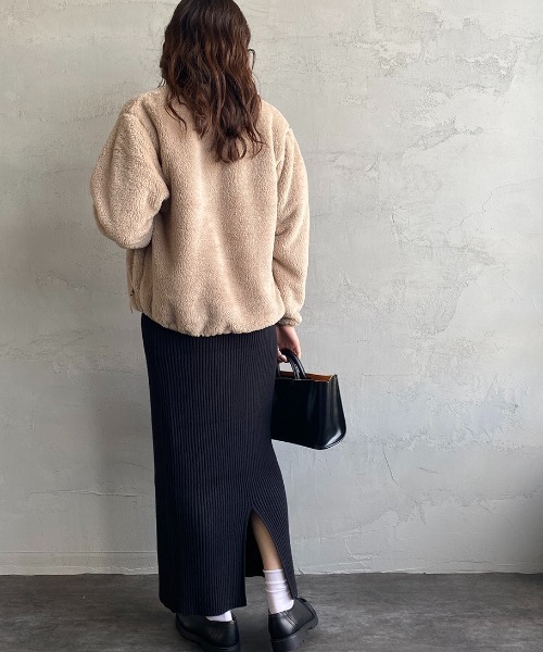 DANTON（ダントン）の「[DANTON/ダントン] ハイパイルボアフリース ノーカラージップカーディガン（その他アウター・レディース・チャコール/ブラック/パープル/ピンクベージュ/ネイビー・34/36/38）」の10枚目の写真