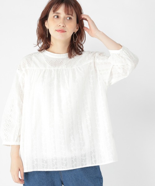 studio CLIP(スタディオクリップ)の「ダブルフロントカットレースシャツブラウス(シャツ/ブラウス・レディース・ブラック/オフホワイト/イエロー・MEDIUM/LARGE)」の1枚目の写真