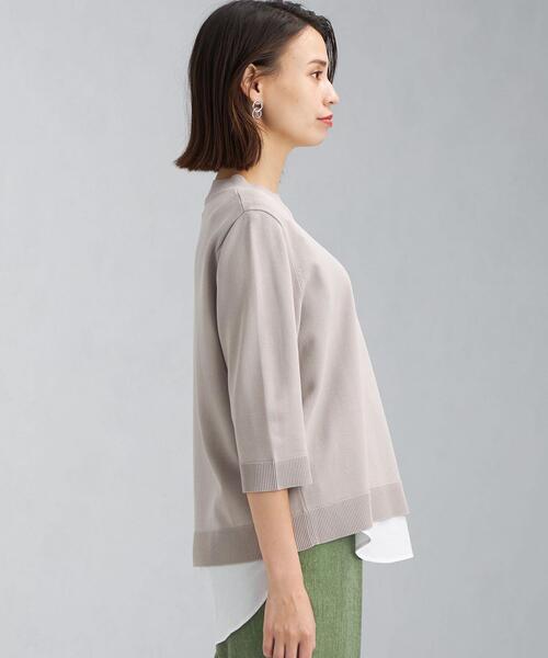 green label relaxing（グリーンレーベルリラクシング）の「レイヤード ライク ショートスリーブ プルオーバー ニット（ニット/セーター・レディース・ブラック/ワインレッド/ライトグレー・FREE）」の8枚目の写真