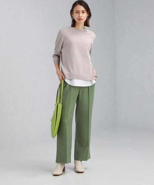 green label relaxing（グリーンレーベルリラクシング）の「レイヤード ライク ショートスリーブ プルオーバー ニット（ニット/セーター・レディース・ブラック/ワインレッド/ライトグレー・FREE）」の7枚目の写真