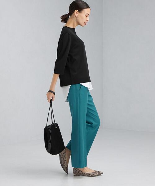 green label relaxing（グリーンレーベルリラクシング）の「レイヤード ライク ショートスリーブ プルオーバー ニット（ニット/セーター・レディース・ブラック/ワインレッド/ライトグレー・FREE）」の11枚目の写真