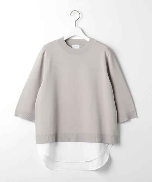 green label relaxing（グリーンレーベルリラクシング）の「レイヤード ライク ショートスリーブ プルオーバー ニット（ニット/セーター・レディース・ブラック/ワインレッド/ライトグレー・FREE）」の9枚目の写真