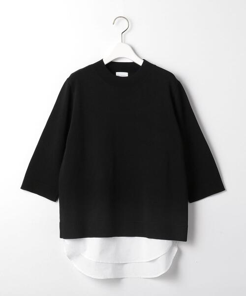 green label relaxing（グリーンレーベルリラクシング）の「レイヤード ライク ショートスリーブ プルオーバー ニット（ニット/セーター・レディース・ブラック/ワインレッド/ライトグレー・FREE）」の18枚目の写真