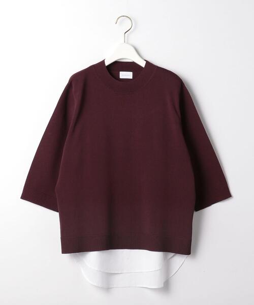 green label relaxing（グリーンレーベルリラクシング）の「レイヤード ライク ショートスリーブ プルオーバー ニット（ニット/セーター・レディース・ブラック/ワインレッド/ライトグレー・FREE）」の14枚目の写真