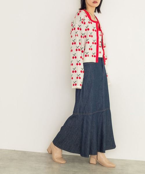 w closet（ダブルクローゼット）の「12Gチェリー柄ビスチェ（ニット/セーター・レディース・ホワイト/ブラック・FREE）」の5枚目の写真