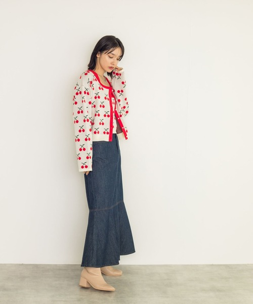 w closet（ダブルクローゼット）の「12Gチェリー柄ビスチェ（ニット/セーター・レディース・ホワイト/ブラック・FREE）」の13枚目の写真