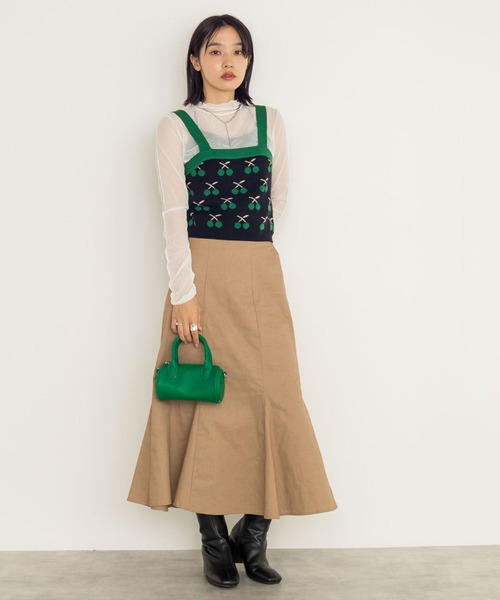 w closet（ダブルクローゼット）の「12Gチェリー柄ビスチェ（ニット/セーター・レディース・ホワイト/ブラック・FREE）」の14枚目の写真