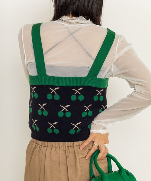 w closet（ダブルクローゼット）の「12Gチェリー柄ビスチェ（ニット/セーター・レディース・ホワイト/ブラック・FREE）」の16枚目の写真