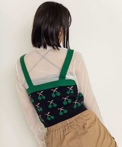 w closet（ダブルクローゼット）の「12Gチェリー柄ビスチェ（ニット/セーター・レディース・ホワイト/ブラック・FREE）」の22枚目の写真