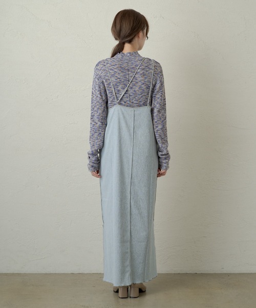 Kastane(カスタネ)の「配色パイピングキャミワンピース(ワンピース・レディース・ブルー/モカ・FREE)」の4枚目の写真