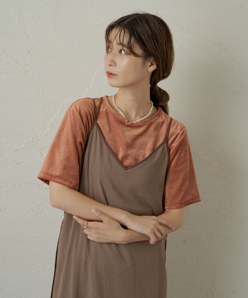 Kastane(カスタネ)の「配色パイピングキャミワンピース(ワンピース・レディース・ブルー/モカ・FREE)」の5枚目の写真