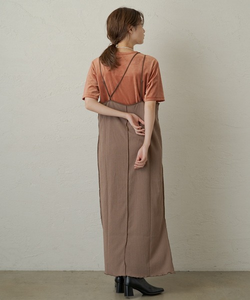 Kastane(カスタネ)の「配色パイピングキャミワンピース(ワンピース・レディース・ブルー/モカ・FREE)」の9枚目の写真